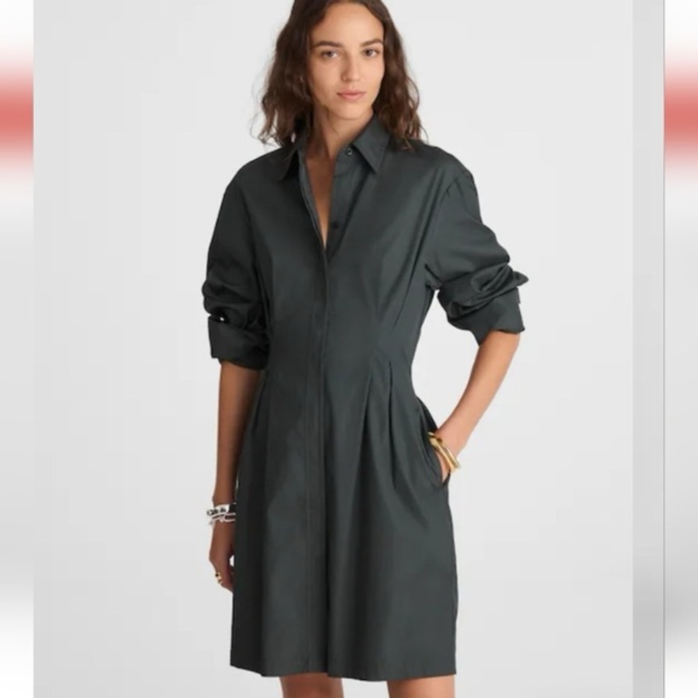 Madewell Tucked Mini Shirtdress in Summit Green size 0 NWD